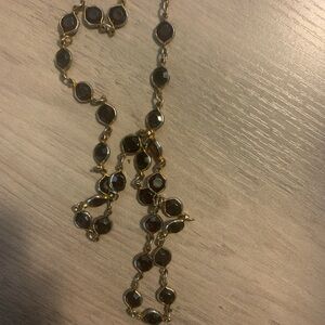 Gold-Tone Necklace with Dark Brown Faceted Stones